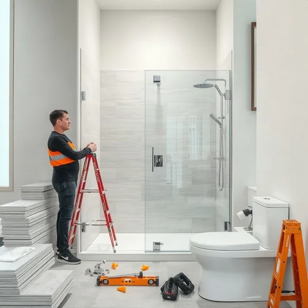 Professional Glass Shower Door Partition in Dubai carried out by a licensed technician