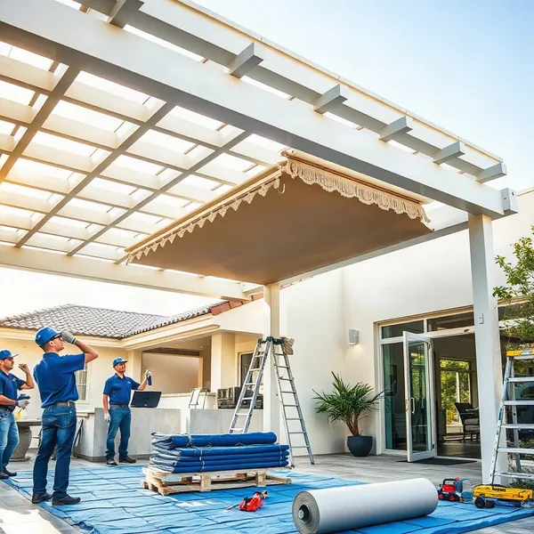 Professional Pergola Retractable Canopy / Fabric Cover Installation in Dubai carried out by a licensed technician