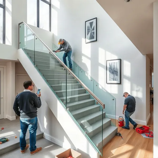 Professional Staircase Glass Railing in Dubai carried out by a licensed technician